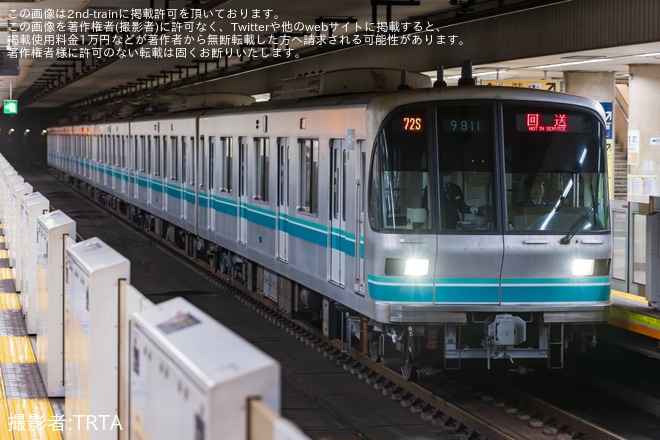 【メトロ】9000系9111Fが新木場車両基地へ回送を不明で撮影した写真