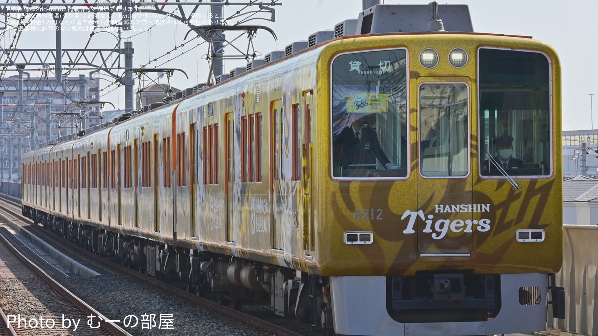 阪神】8000系8211Fの阪神タイガースの創設90周年ラッピング車を