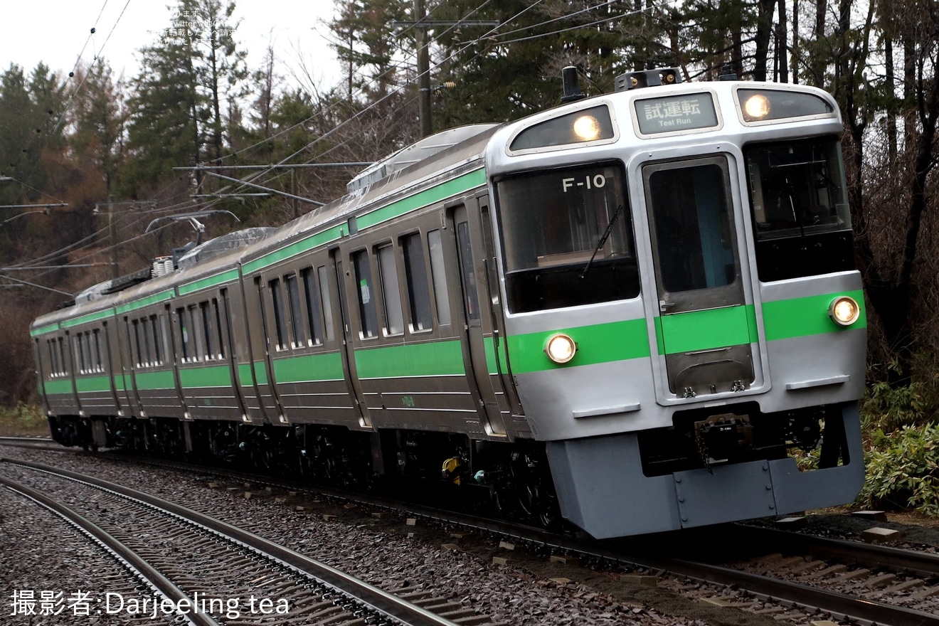 【JR北】721系F-10編成が苗穂工場出場試運転の拡大写真