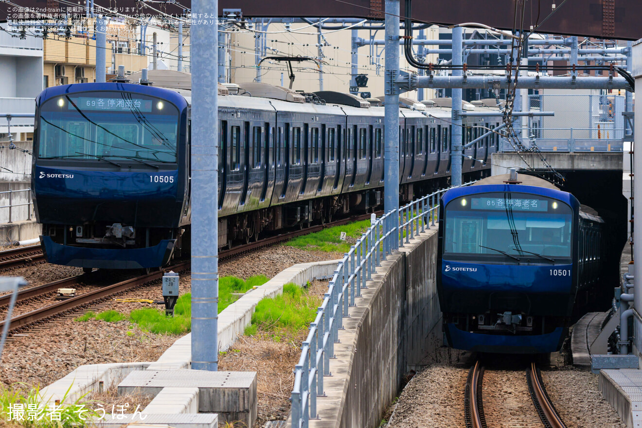 【相鉄】9000系9702×10、10000系10701×10が羽沢横浜国大への営業列車で入線の拡大写真
