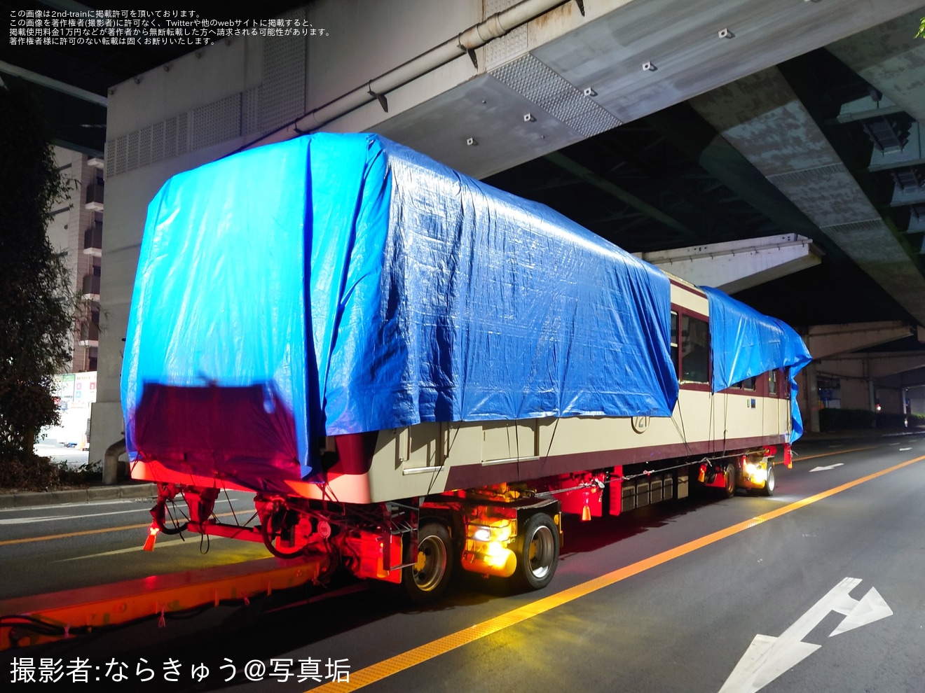 【叡電】デオ720形721号が阪神車両メンテナンスへ陸送の拡大写真