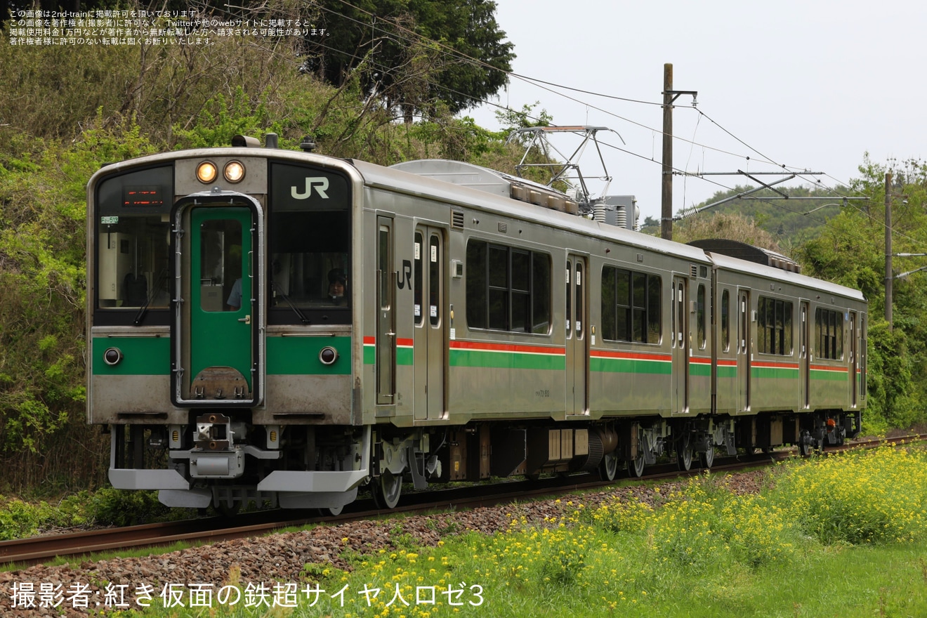 【JR東】701系F2-513編成郡山総合車両センター出場試運転の拡大写真
