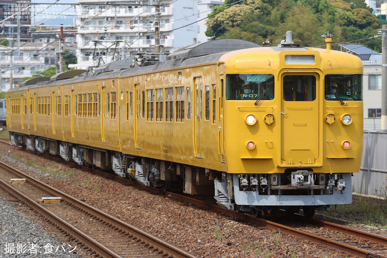 【JR西】115系N-07編成下関総合車両所本所出場構内試運転の拡大写真