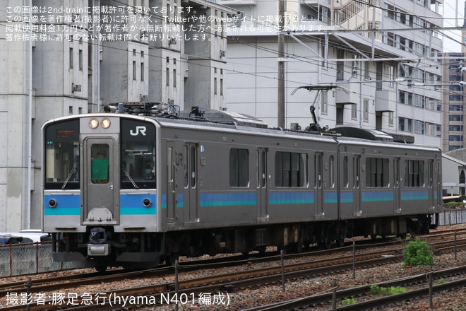 【JR東】E127系100番台A11編成長野総合車両センター構内試運転を不明で撮影した写真