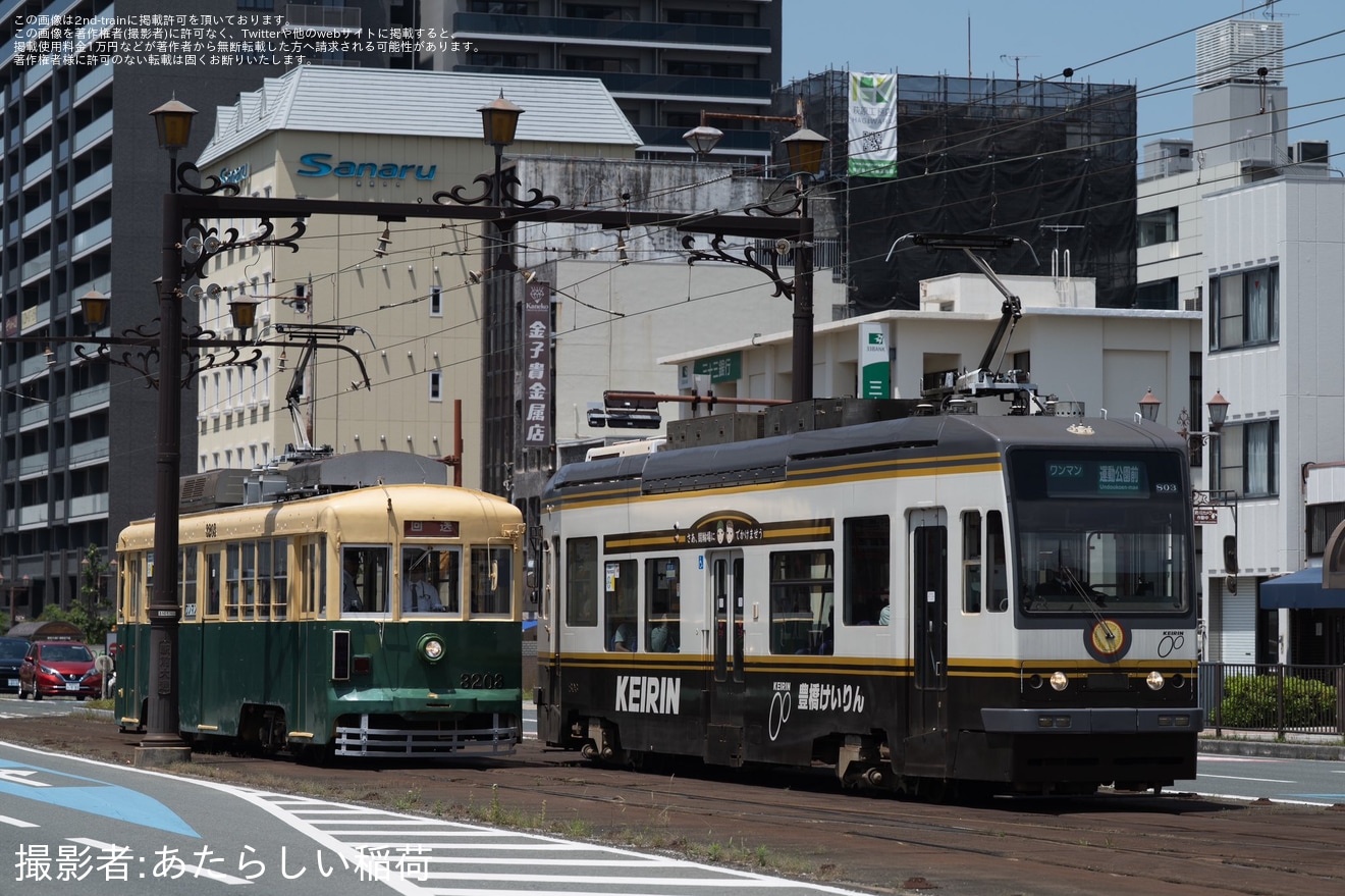 【豊鉄】モ3203号がシンプルな装いとなり回送表示で運転の拡大写真