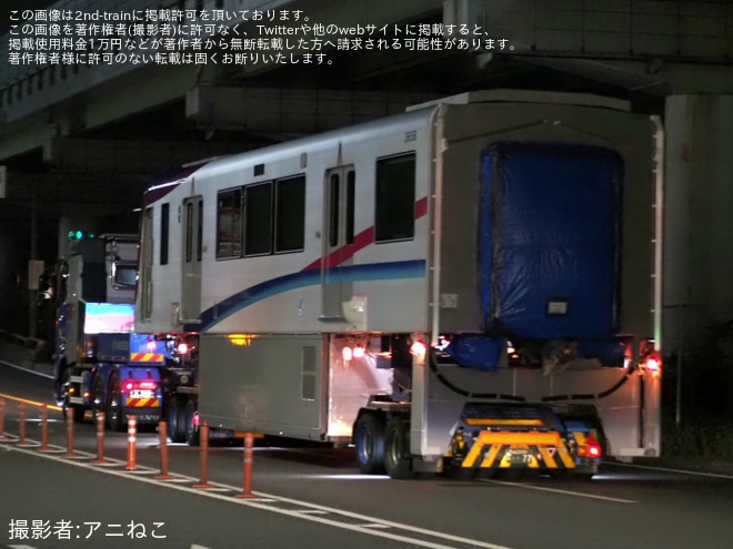 【大モノ】3000系3158F 新製搬入陸送を不明で撮影した写真
