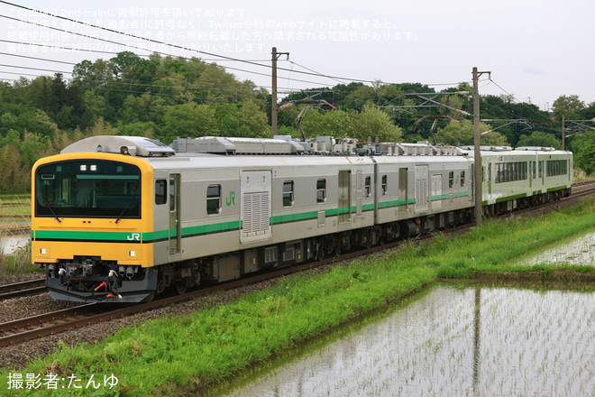 【JR東】キハ111-206+キハ112-206 郡山総合車両センター入場配給を須賀川～安積永盛間で撮影した写真