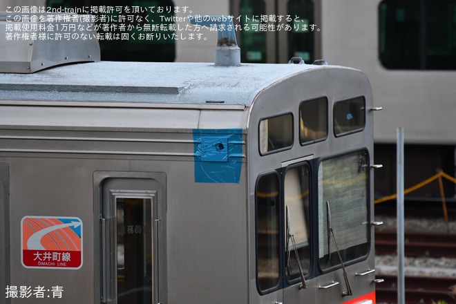 【東急】9000系9005Fへ車載カメラが取り付けとみられる施工を長津田車両工場で撮影した写真
