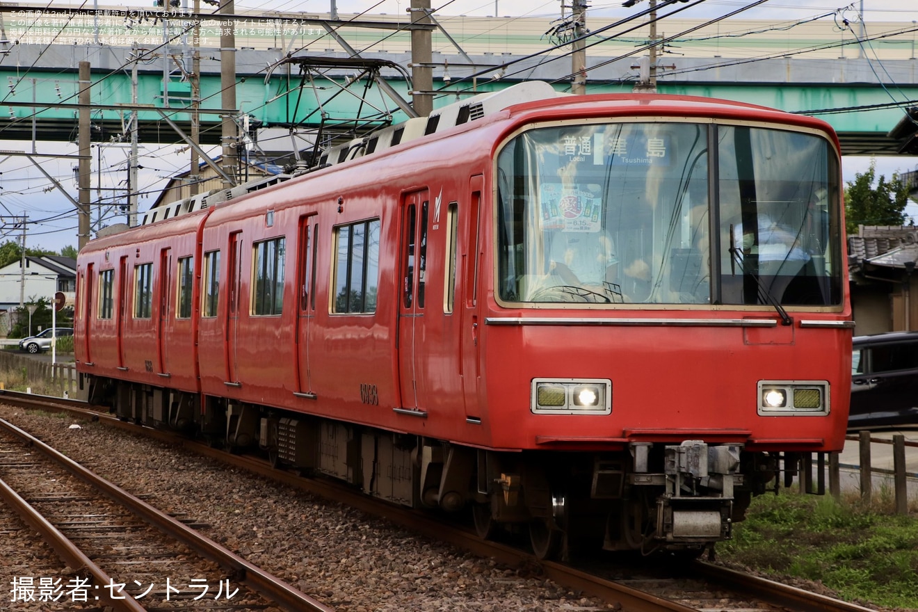 【名鉄】6800系6838Fへ「地酒で乾杯愛マルシェ」系統板が取り付けの拡大写真