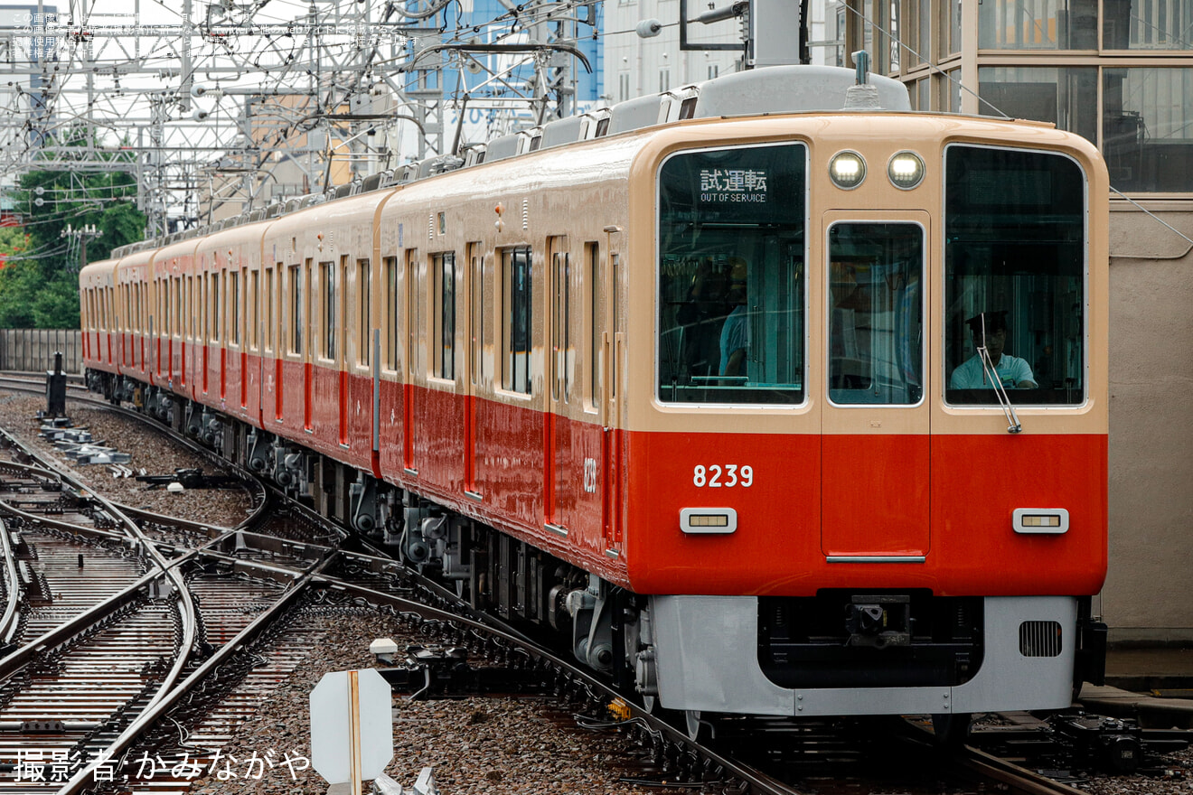 【阪神】8000系8239F赤胴車塗装(2本目)尼崎工場出場試運転(フルユニット)の拡大写真