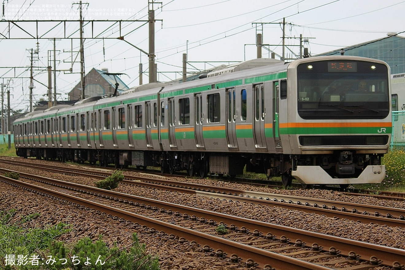 【JR東】E231系S-02編成秋田総合車両センター構内試運転の拡大写真