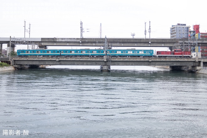 【JR九】103系E17編成が国鉄色復刻塗装 となり小倉総合車両センター出場