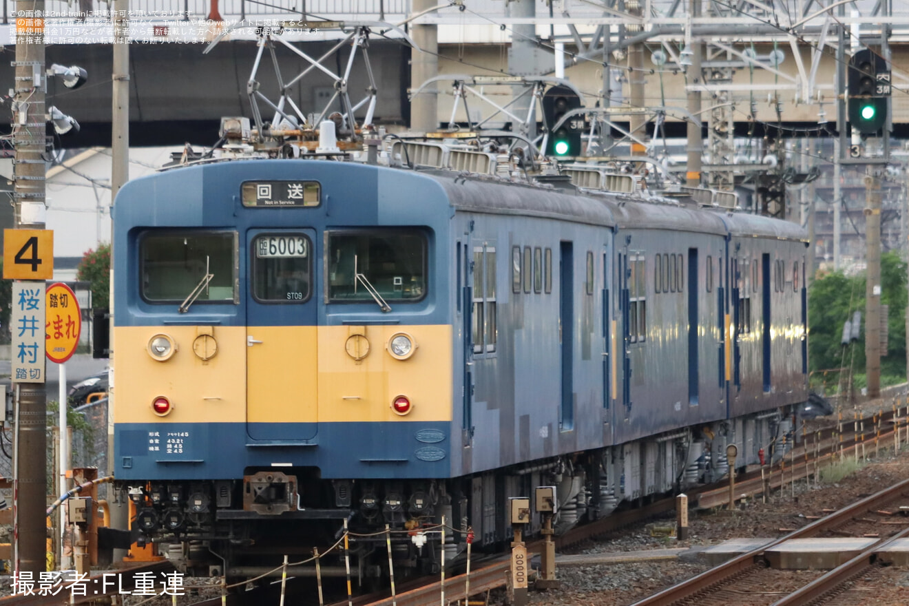 【JR西】クモヤ145形クモヤ145-1201(D5編成)吹田総合車両所本所出場回送の拡大写真