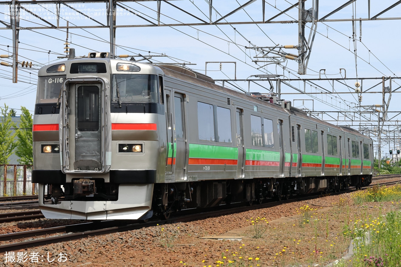 【JR北】731系G-116編成が苗穂工場出場試運転の拡大写真
