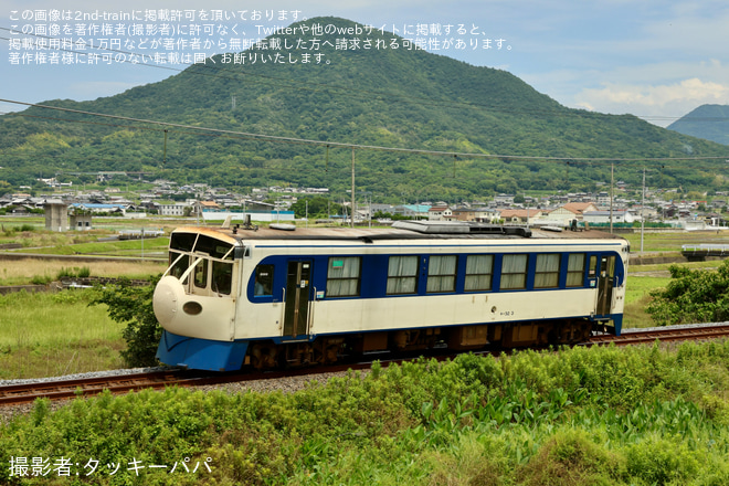 詫間～みの間で撮影された【JR四】キハ32形キハ32-3「鉄道ホビートレイン」が検査のため多度津工場入場