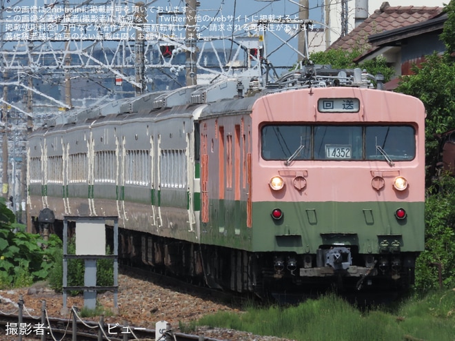 【JR東】185系C1編成がクモヤ143-52の牽引・推進で構内入換を不明で撮影した写真