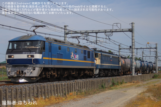 行田～熊谷間で撮影された【JR貨】8765レの無動力回送でEF65-2085が高崎へ