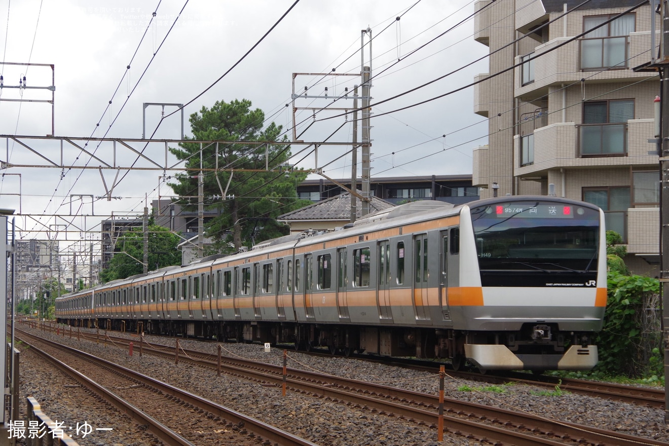 【JR東】E493系との訓練を終えたE233系H49編成(10両）が返却回送の拡大写真
