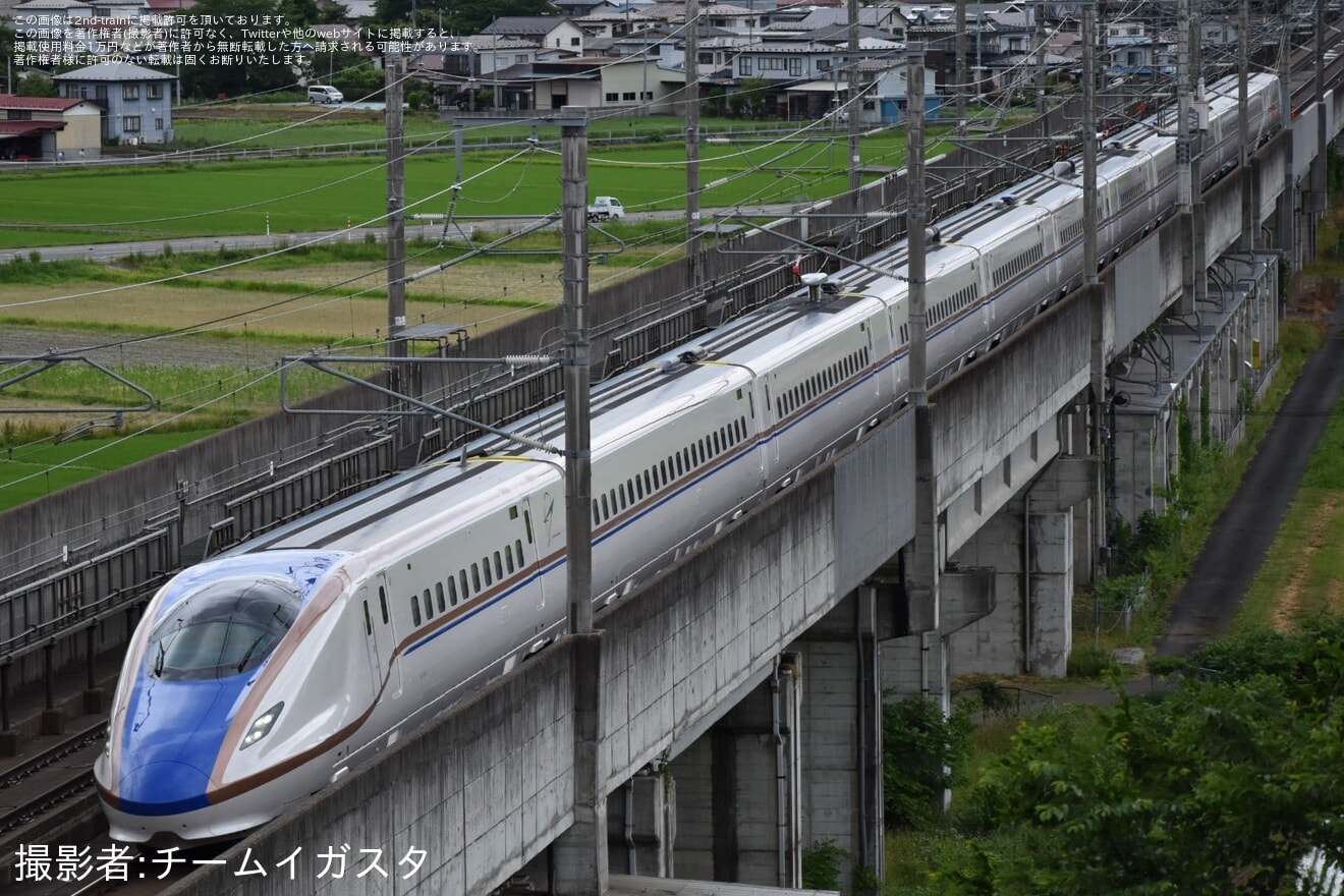 【JR東】E7系F3編成新幹線総合車両センター出場試運転(202506)の拡大写真