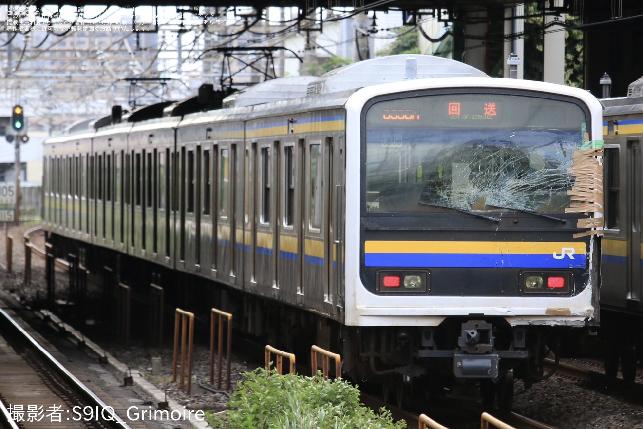 【JR東】踏切事故当該の209系マリC606編成が幕張車両センターへ回送の拡大写真