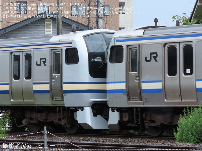 【JR東】クモヤ143の牽引で最後のE217系となるE217系クラY-101編成+Y-102編成 長野総合車両センターで構内入換