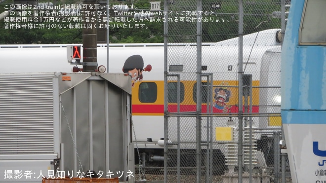 【JR西】700系E14編成の1〜4号車が「モンキー・D・ルフィ号」の姿に