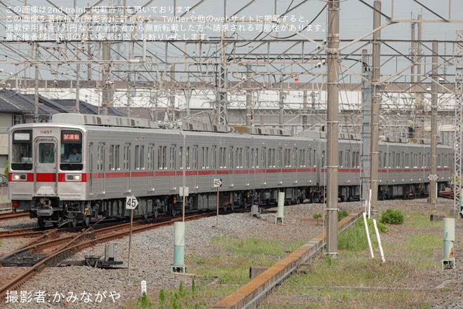 南栗橋駅で撮影された【東武】10030型11657F 南栗橋工場出場試運転
