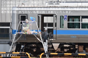 【小田急】ワンマン化工事中の1000形1063Fへ車外カメラの設置工事