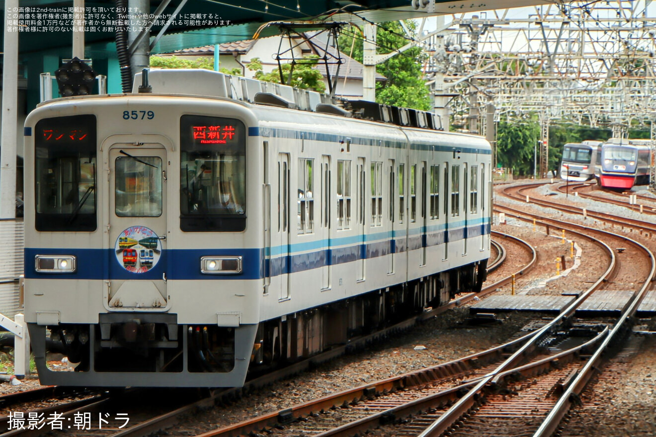 【東武】8000系8579F「ありがとう8500形」ヘッドマーク掲出のまま大師線への拡大写真