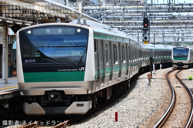 【JR東】E233系ハエ119編成東京総合車両センター出場回送を不明で撮影した写真