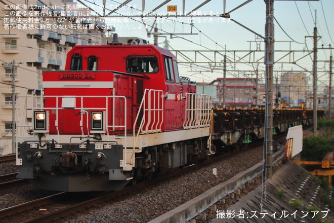 南流山駅で撮影された【JR貨】DD200-23牽引 日鐵チキ返空列車