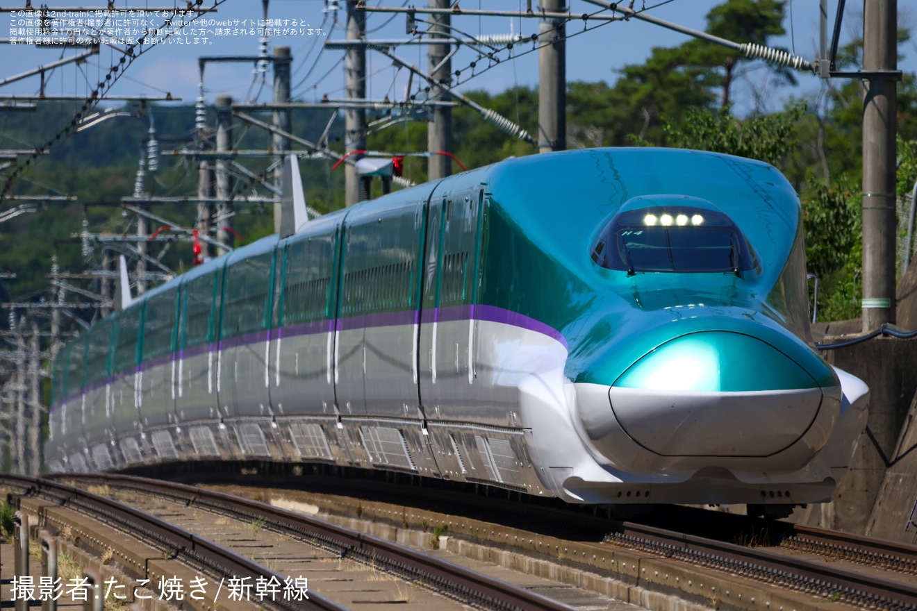 【JR北】H5系H4編成函館新幹線総合車両所出場試運転(202507)の拡大写真