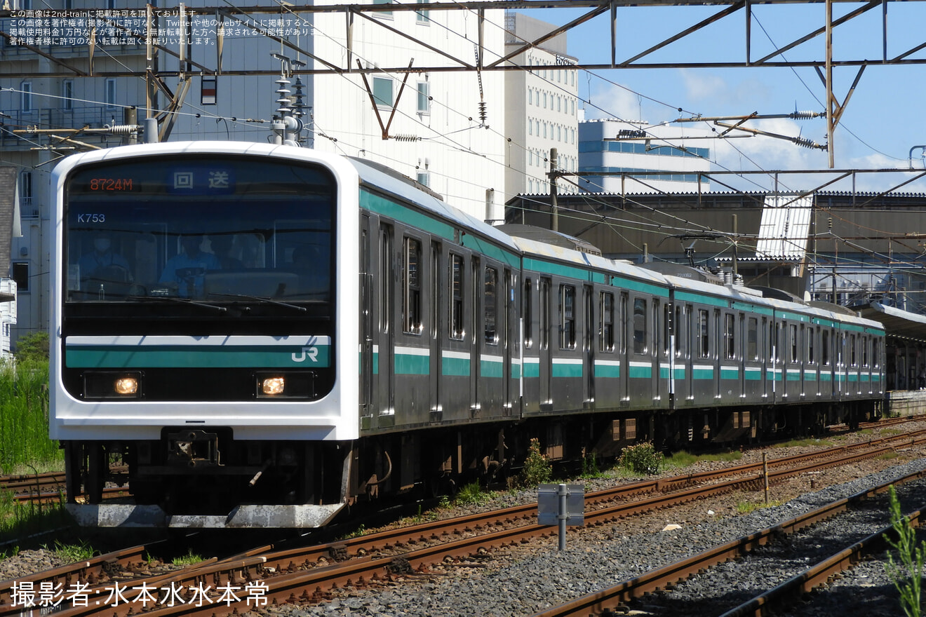 【JR東】E501系K753編成が郡山総合車両センターへ回送の拡大写真