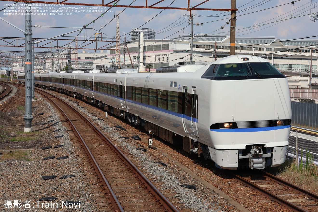 【JR西】683系B40編成吹田総合車両所本所出場構内試運転の拡大写真