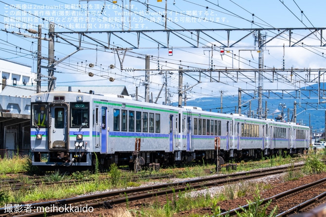 【JR北】函館港まつりの開催に伴う臨時列車の関係でキハ150形の5両が運転(2025)を不明で撮影した写真