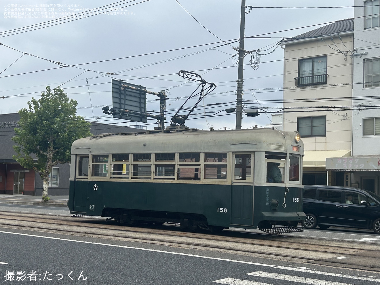 【広電】150形156号(被爆電車)が本線上で試運転の拡大写真