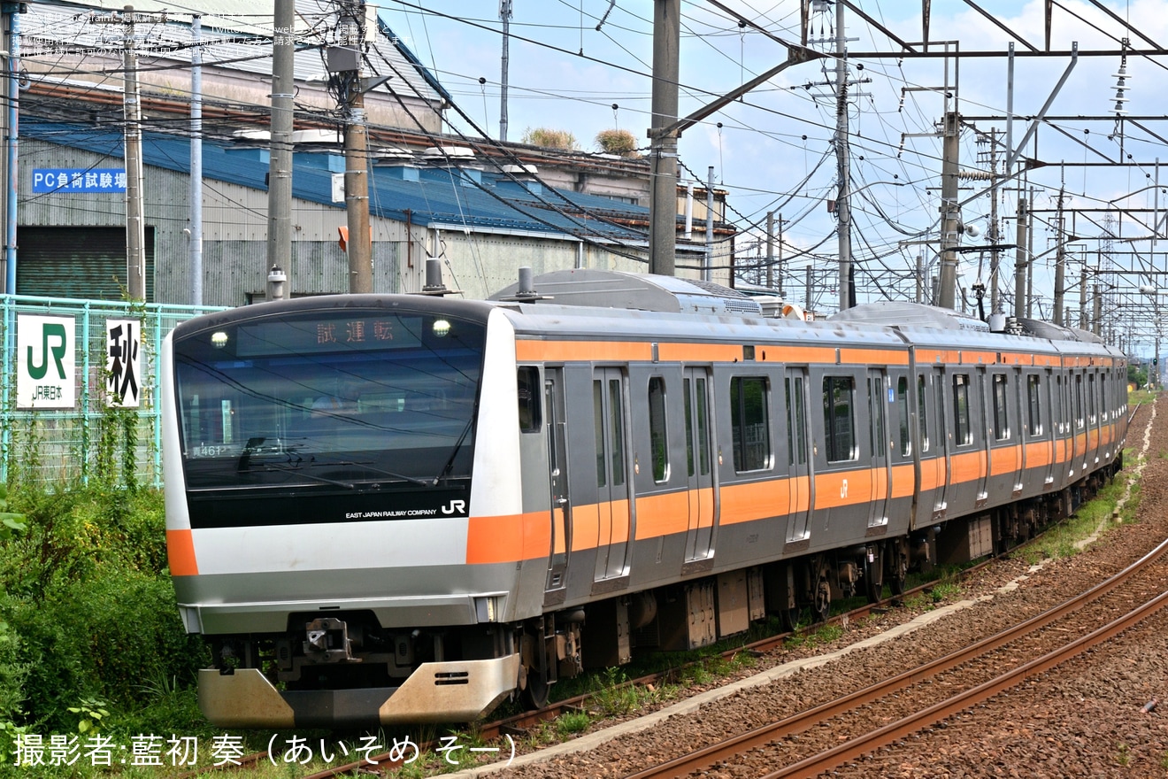 【JR東】E233系0番台青461編成秋田総合車両センター構内試運転の拡大写真