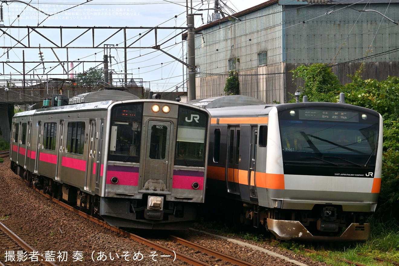 【JR東】E233系0番台青461編成秋田総合車両センター構内試運転の拡大写真