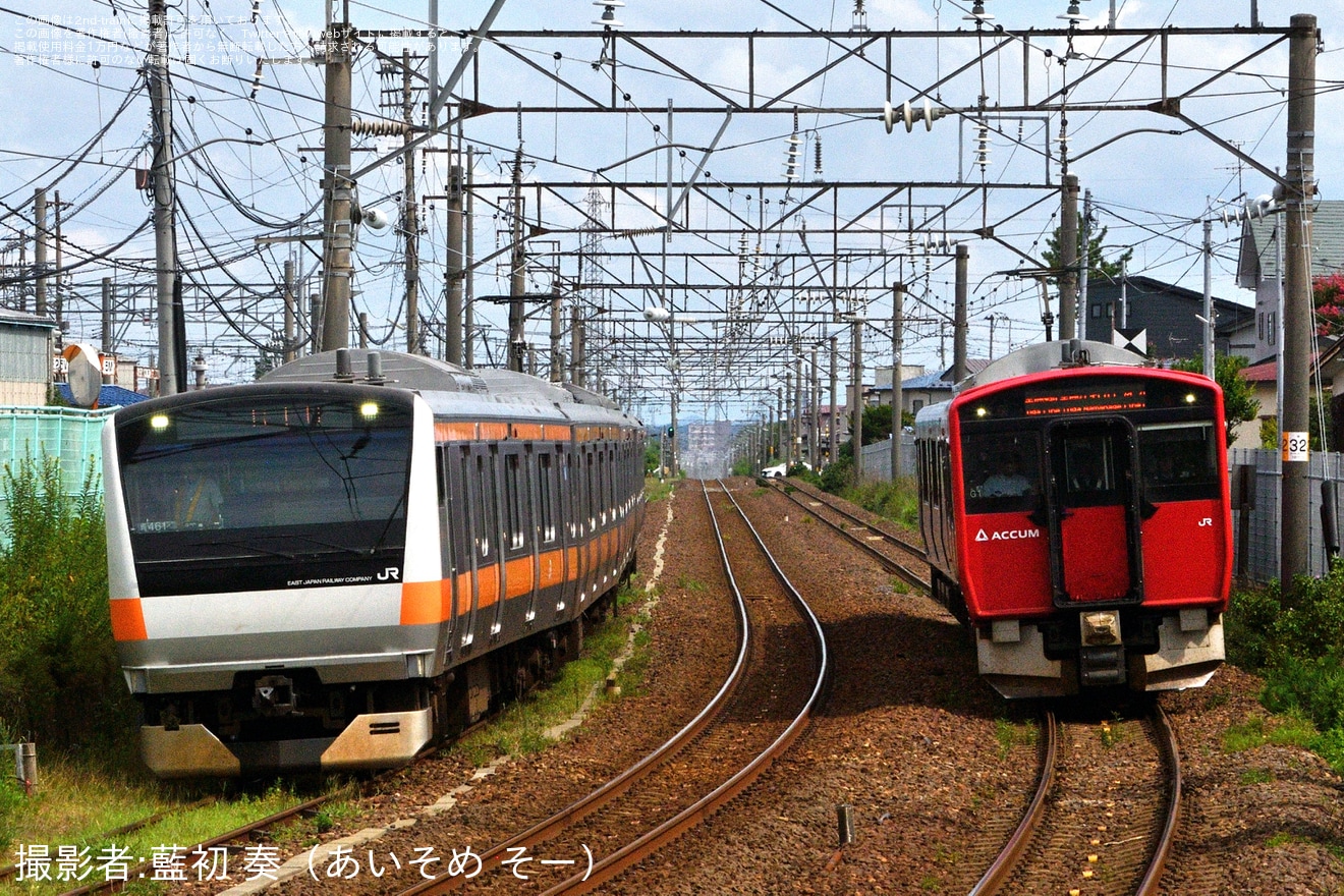 【JR東】E233系0番台青461編成秋田総合車両センター構内試運転の拡大写真