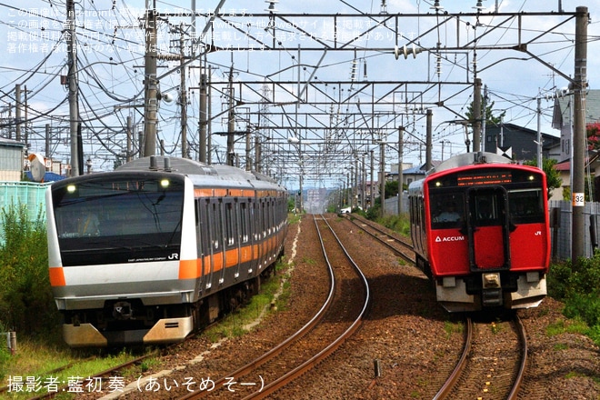 【JR東】E233系0番台青461編成秋田総合車両センター構内試運転を不明で撮影した写真