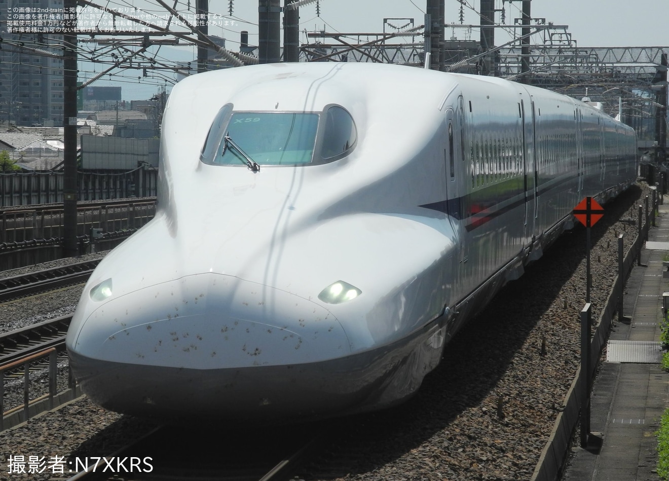 【JR海】N700A(スモールA) X59編成浜松工場第7全検出場試運転の拡大写真