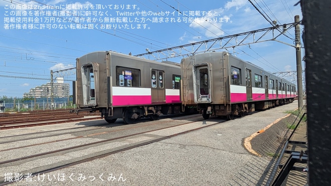 【京成】N800形N828編成が入場しカラー変更作業開始かを不明で撮影した写真