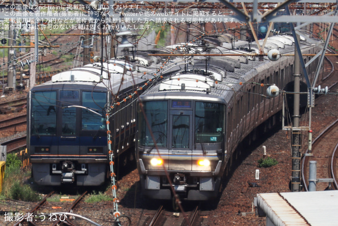 【JR西】吹田始発の普通須磨行きを運転を吹田駅で撮影した写真