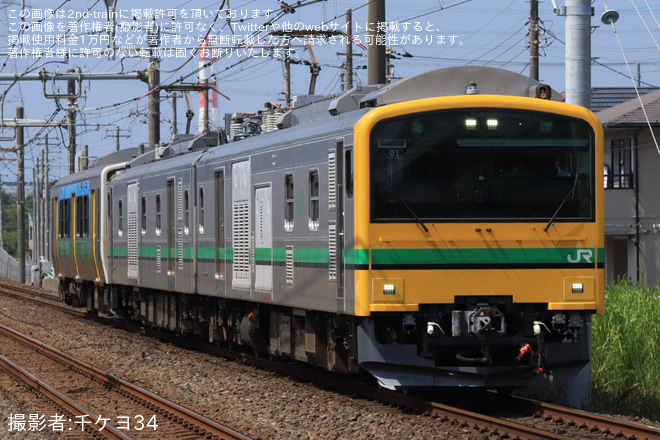 【JR東】E493系牽引によるキハE130-106郡山総合車両センター入場配給を不明で撮影した写真