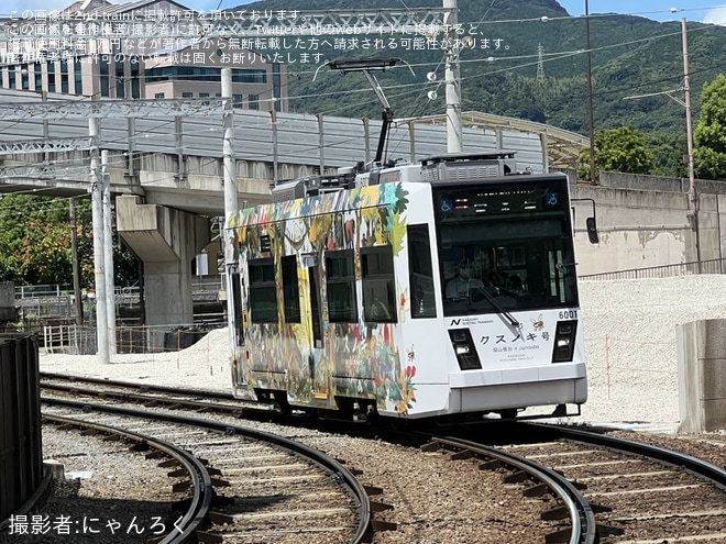 【長崎電軌】路面電車「クスノキ号」ラッピング運転中を不明で撮影した写真