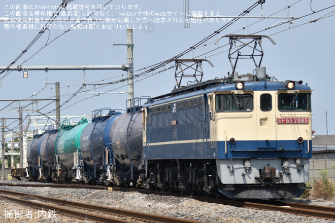 岡部～深谷間で撮影された【JR貨】8764レ EF65-2085代走(2025年8月27日)