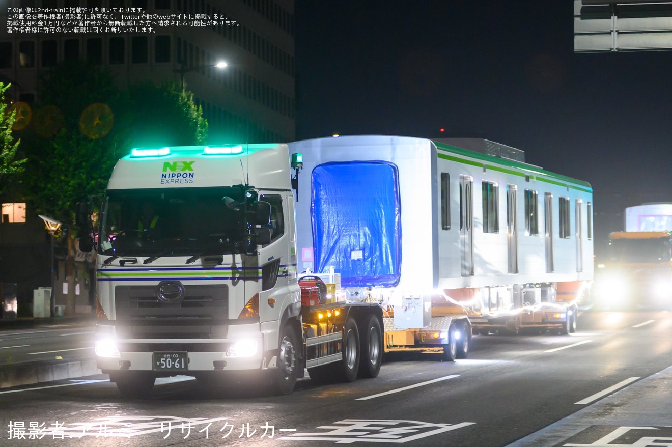 【仙台市交】3000系の第二編成(3332 / 3632)が搬入のため陸送の拡大写真