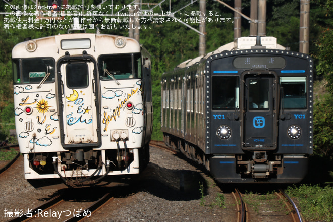 【JR九】キハ47-8076+キハ47-9041(「Choo Choo 西九州TRAIN」)が長崎駅へ回送、展示されるを不明で撮影した写真