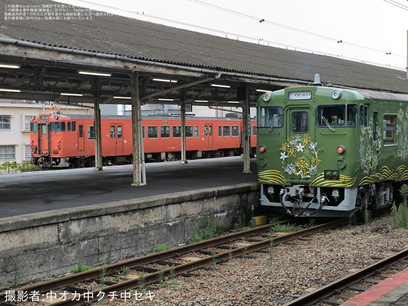 【JR西】キハ47-7003+キハ47-7004「◯◯のはなし 」を使用した運転再開に向けた地上設備確認試運転の拡大写真