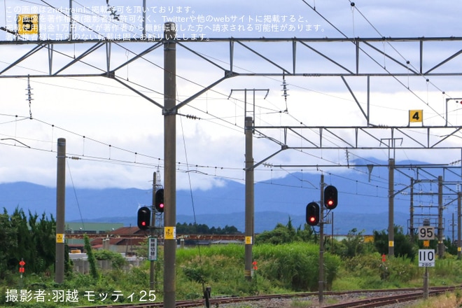 【JR東】陸羽西線運転再開に向け余目駅の4番＆5番線側の新庄方・新津方出発信号が3年4ヶ月ぶりに点灯を不明で撮影した写真